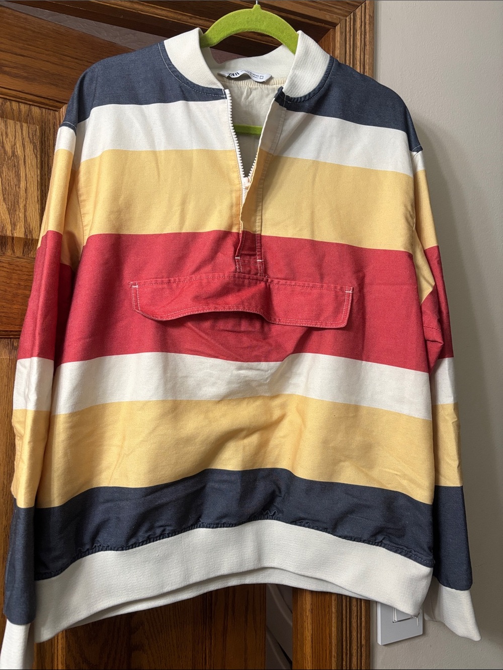 Zara Multicolor Striped Rugby Pullover - Navy, Red, Yellow, White